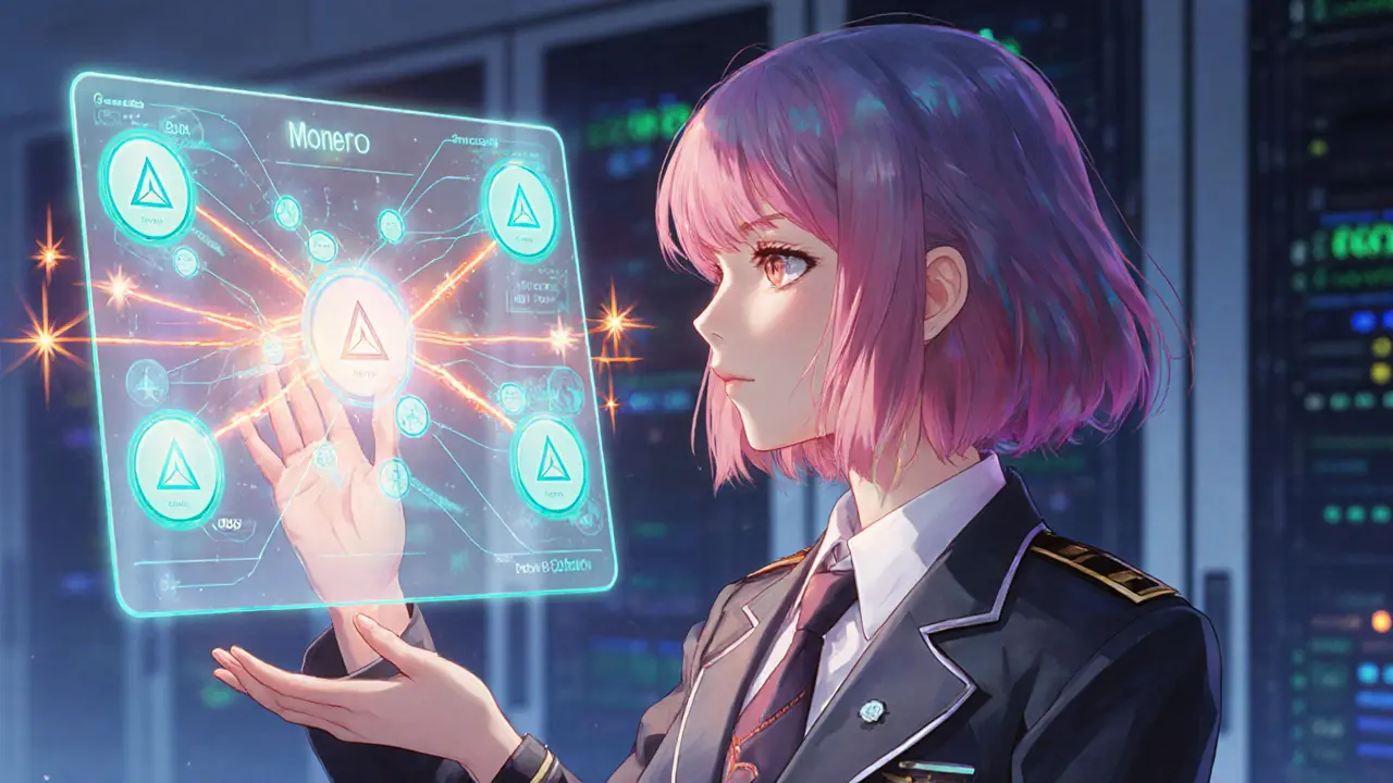 Analyst tracing Monero transactions using blockchain analytics tools