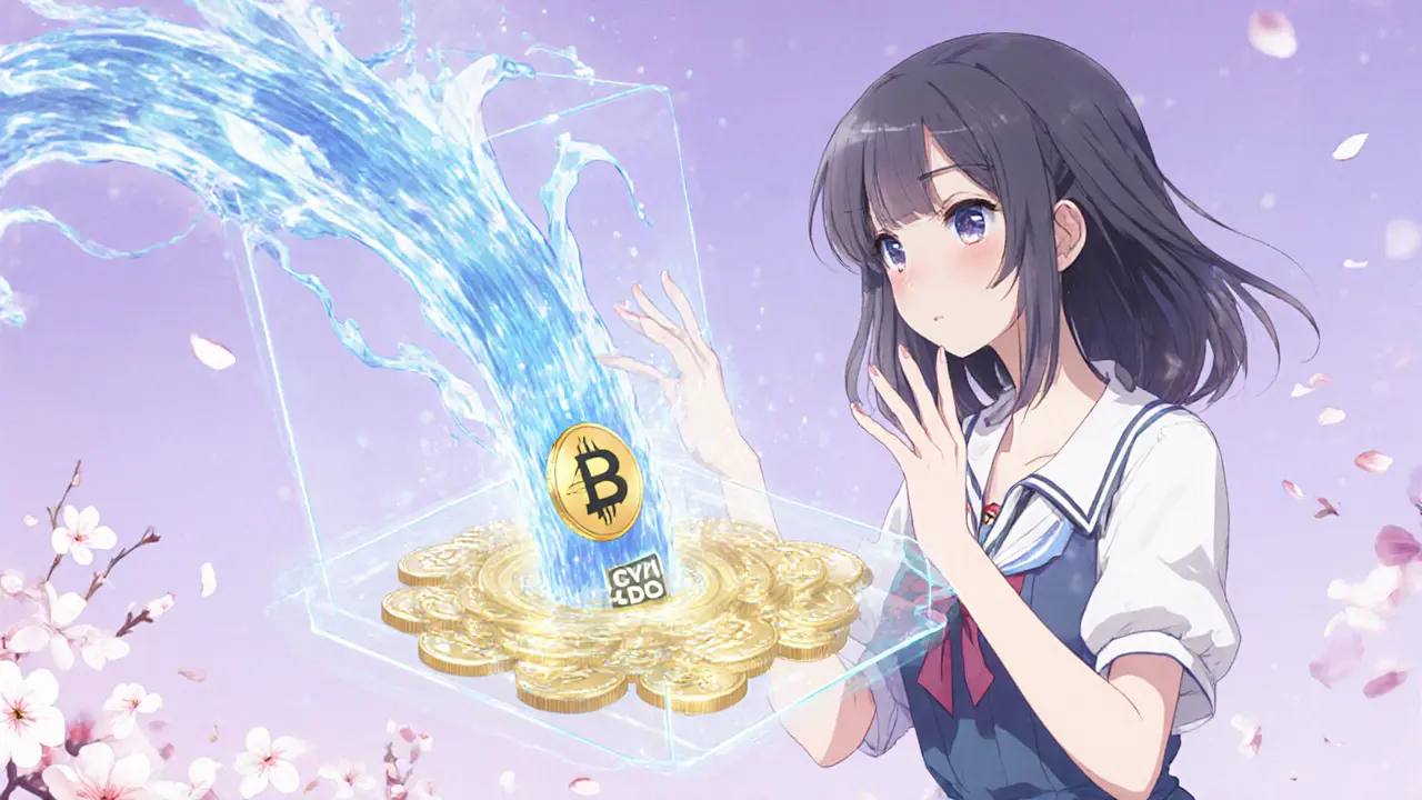 Girl using holographic exchange to bridge ETH into CYI pool, showing thin liquidity.