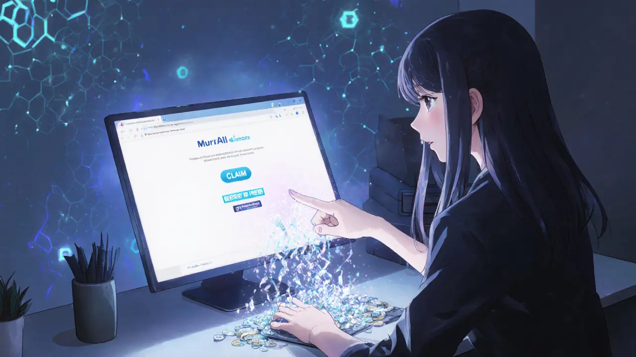 Teen connecting a wallet and claiming PAINT tokens, with sparkling token transfer.