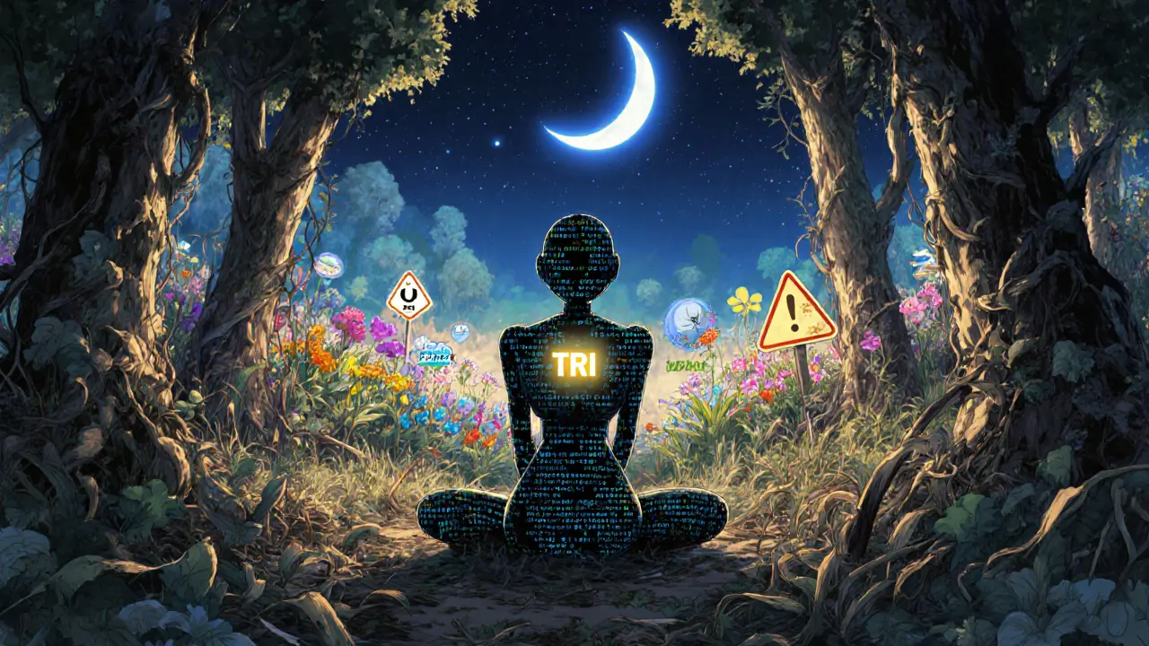 A silent blockchain robot sits alone in a dead digital forest, surrounded by withered DeFi rewards.