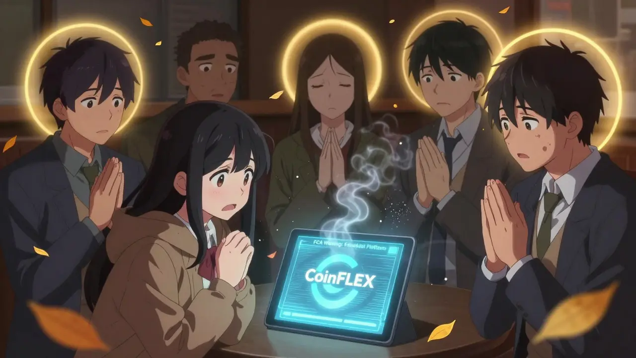 Traders watch their assets vanish as a fraud warning appears, while safe exchanges shine in the background.