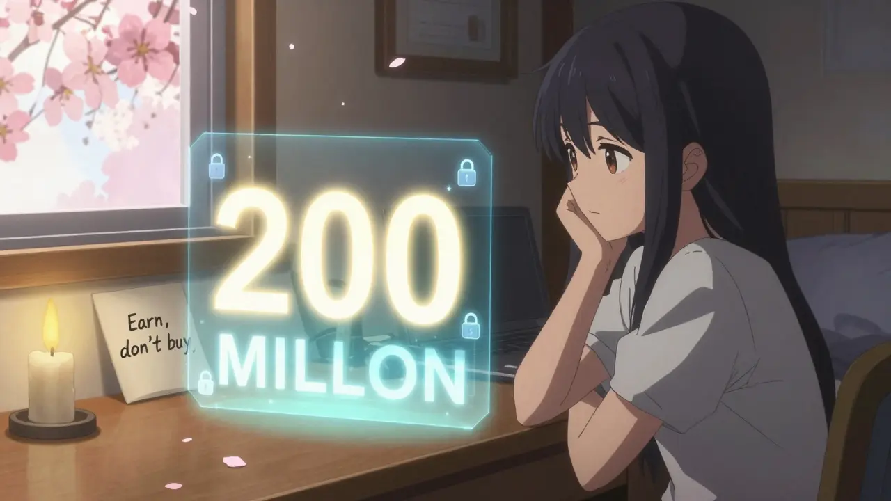 A hologram of 1 billion CENT tokens, only 200 million glowing, in a quiet bedroom.