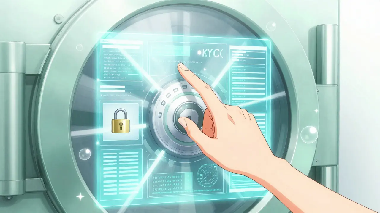 Close-up of a hand using biometric security for a digital crypto vault, shoujo manga style.