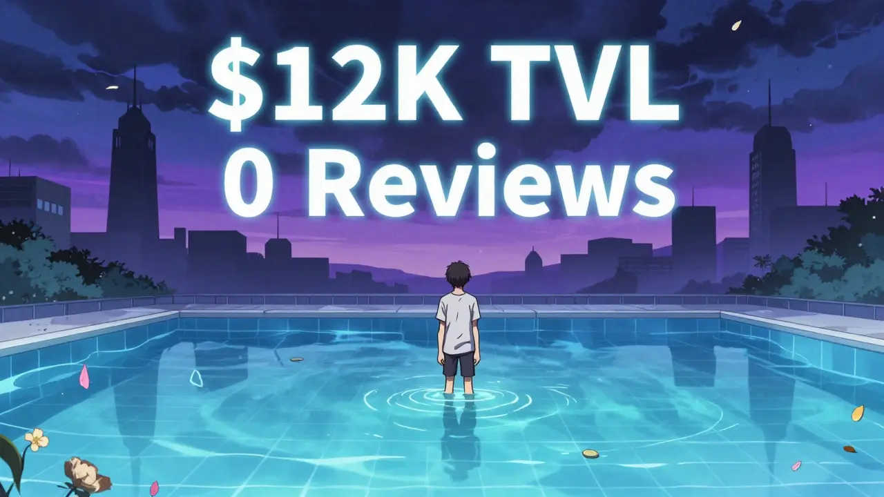 Lonely figure in empty pool representing low liquidity and high risk in DeFi