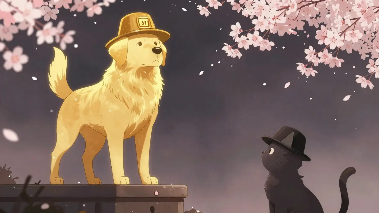 Anime dog vs cat comparing meme coin status