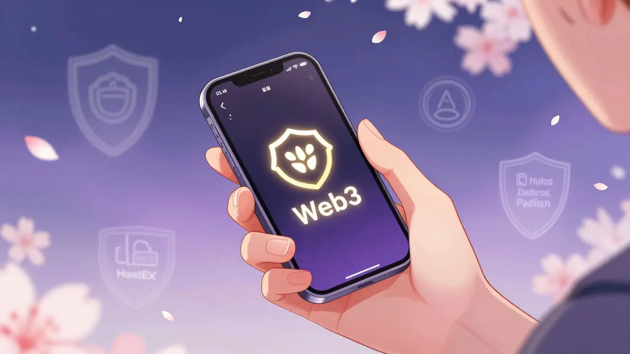 Hand holding Web3 wallet with security shields