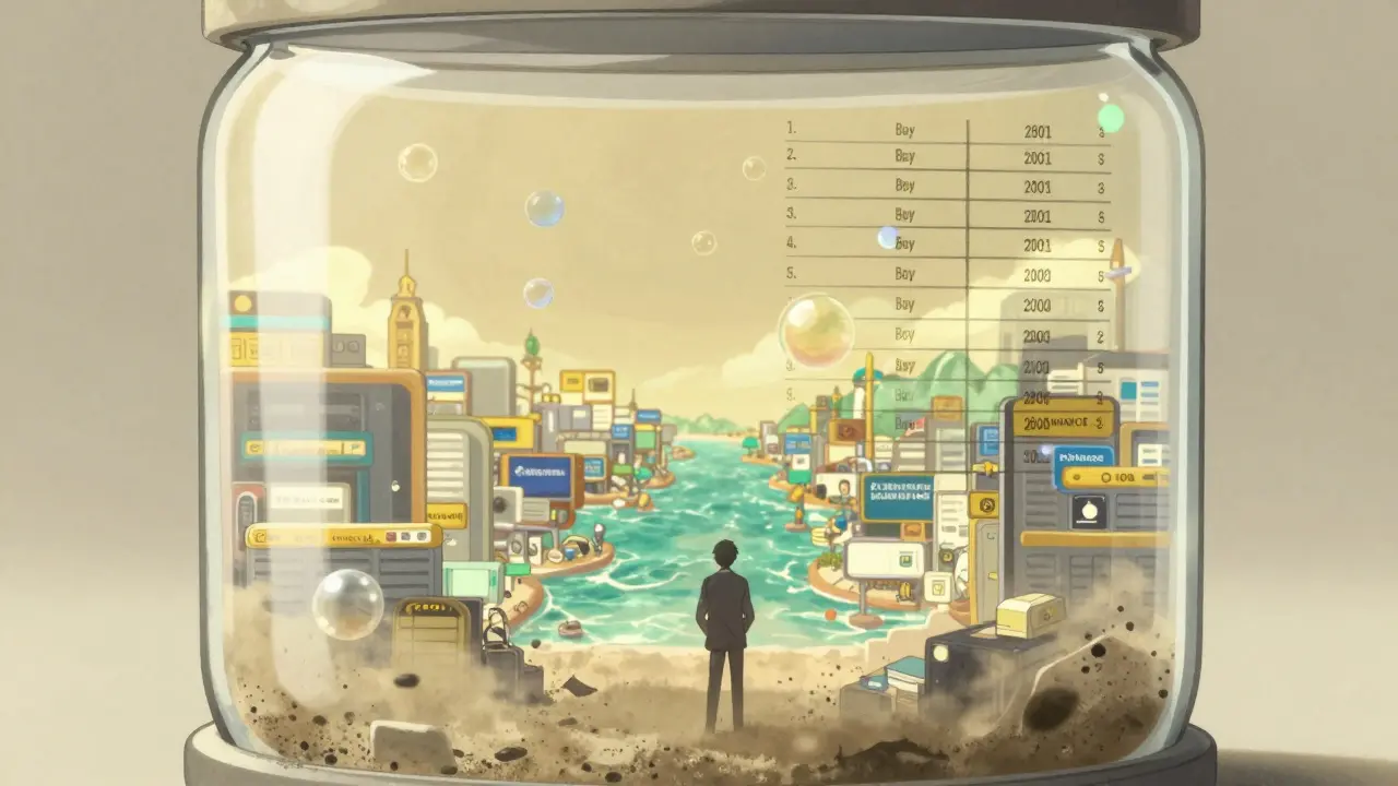 Manga illustration of low liquidity trading pool compared to major exchanges