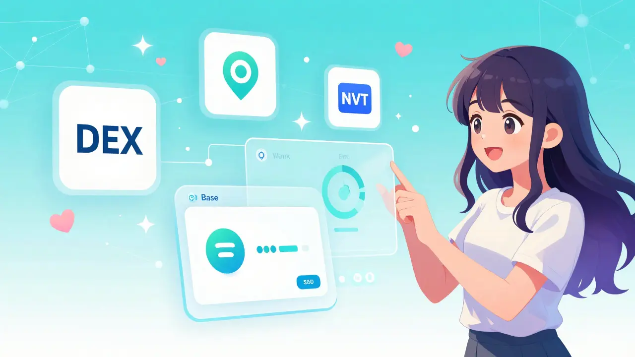 Shoujo character using DeFi apps on Base network