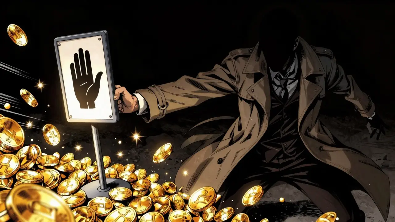 Shadowy figure draining coins from a pool in manga style