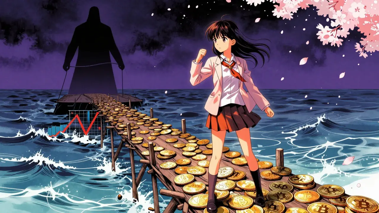 Shoujo art of investor balancing risk on crypto bridge