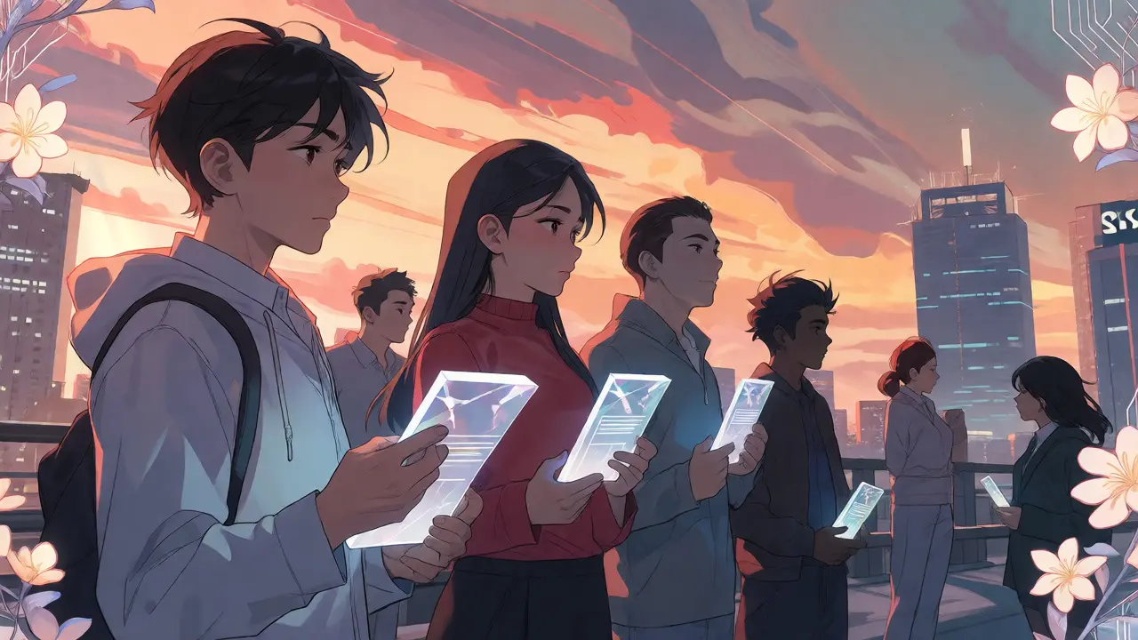 Anime characters holding clear documents, symbolizing improved crypto regulations.