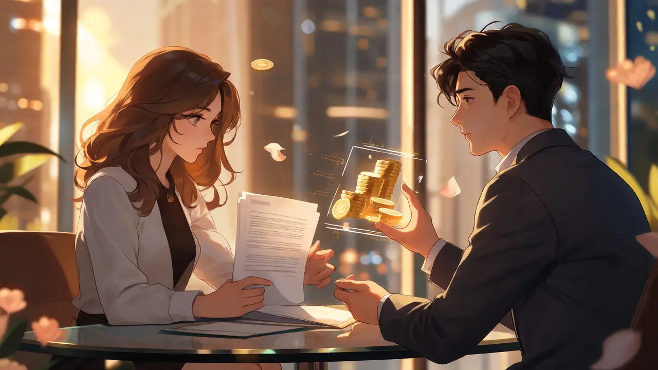 Business meeting discussing crypto capital requirements
